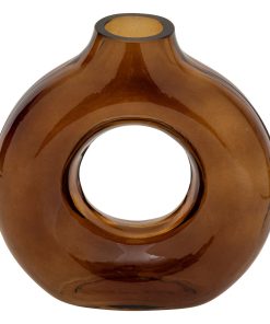 Vase en verre vintage ambre H21