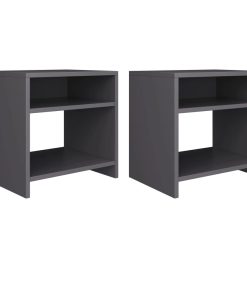 Lot de 2 tables de chevet grises en bois (MARKETPLACE)