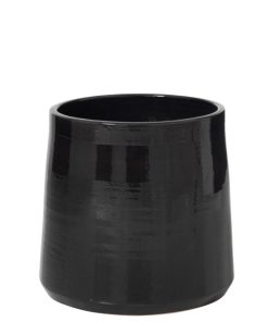 CACHEPOT ROND CERAMIQUE NOIR LARGE