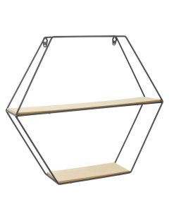 Etagère en bois et métal hexagonale 40×46