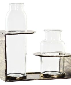 Lot de 2 vases en verre et métal 20×20