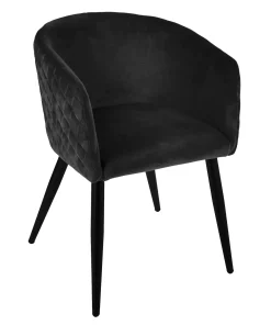Fauteuil en velours noire pied noir