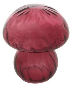 Déco à poser champignon en verre  prune H16