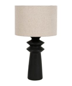 Lampe en céramique art déco noir H41