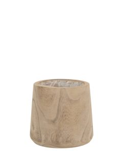 CACHEPOT BOIS DE PAULOWNIA + PLASTIQUE WHITE WASH MEDIUM