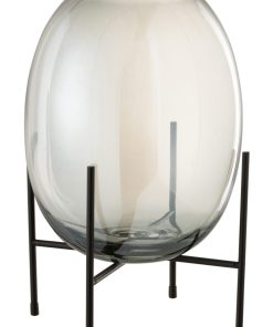VASE + PIED BORD IRREGULIER GRIS BLEU/NOIR LARGE