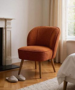 Fauteuil bouclette terracotta bois Ixia – 615283