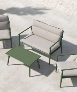 Salon de jardin en acier vert beige Razzeli